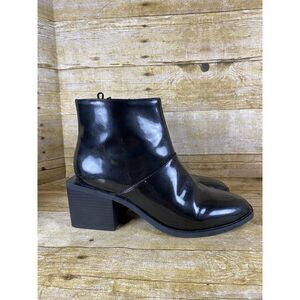 Monki Square Heel Boots Chunky Black Unique Side Zip Womens Size EU 38‎ US 7